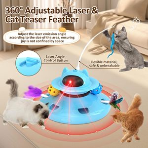 4 in 1 <b>Automatic</b> Interactive Plastic <b>Cat</b> <b>Toy</b> Rechargeable Indoor Kitten <b>Toys</b> with Feather and Track Balls - Product Image 2