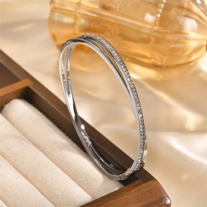High End Jewelry <b>Bracelet</b> Fine Non Tarnish Stainless Steel Zircon <b>Bangle</b> <b>Bracelet</b> for Women - Product Image 4