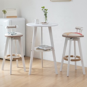 Chaise <span class=keywords><strong>de</strong></span> <span class=keywords><strong>bar</strong></span> pivotante ronde haute <span class=keywords><strong>en</strong></span> <span class=keywords><strong>bois</strong></span>, chaise <span class=keywords><strong>de</strong></span> <span class=keywords><strong>bar</strong></span> luxueuse rembourrée, chaises <span class=keywords><strong>de</strong></span> <span class=keywords><strong>bar</strong></span> <span class=keywords><strong>en</strong></span> <span class=keywords><strong>bois</strong></span> avec repose-pieds - Product Image 5