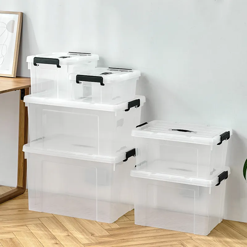 Hot selling Thickened plastic storage latch box/bin home organizer OEM ODM printed clear plastic storage box organizer