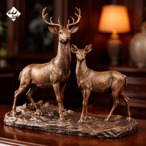 Sculptures d'animaux en bronze antique, figurines de léopard en <span class=keywords><strong>laiton</strong></span> faites à la main, ornements de bureau vintage pour hôtel, villa, intérieur - Product Image 2