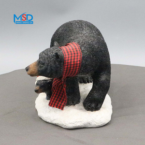 MSD Großhandel Anpassbare Harz-Tierfiguren Bären Wasserdicht Handbemalt Schwarz für Garten- und Heimdekoration - Product Image 1