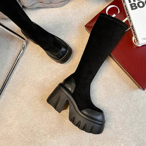 High-quality Genuine Sheepskin Leather Anti-Slip Waterproof Fashionable Versatile Solid Color <b>Wedge</b> Mid-Heel Ankle <b>Boots</b> - Product Image 2