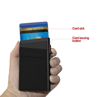 Dompet kulit serat karbon pria, Dompet Kulit ID kartu kredit pemegang penghalang RFID, pelindung, klip uang, sarung kartu Pop up