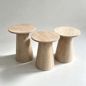 Tavolino da Caffè Rotondo 45x45 cm Bianco Riso con Gambe Marroni <span class=keywords><strong>per</strong></span> Ristorante e Soggiorno - Product Image 4