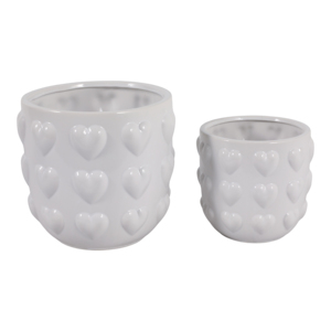 Set di 2 vasi in ceramica con cuori in rilievo per uso interno ed esterno - Product Image 4