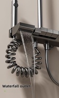 Ensemble de robinets de douche gris à effet pluie avec affichage numérique thermostatique moderne, design nouveau, multifonction, touches de piano