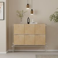 Aparador Minimalista de Gran Capacidad de Madera Contrachapada de Abedul Marino con Cajones Claros para Sala de Estar