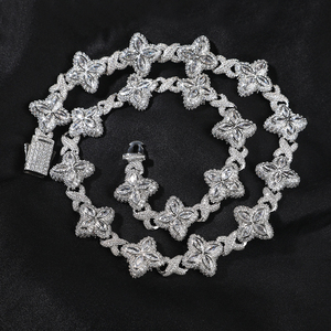 Collier tendance de haute qualité en zircon rose 5A, style hip-hop, plaqué or rhodié, chaîne en corde, pour anniversaire - Product Image 3