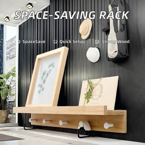 Porte-manteau mural moderne en bois et bambou, gain de place, multifonctionnel, pour serviettes, vêtements, chapeaux, installation facile, utilisation en cuisine - Product Image 2