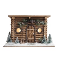 Miniature de village de Noël en résine avec éclairage LED personnalisé, maison en bois recouverte de neige, figurine décorative de table pour les fêtes