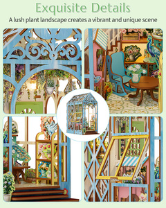 Puzzle 3D en bois Booknoook avec lumière, kit de modèle DIY découpé au laser pour étagère, décoration intérieure, cadeau, jardin de fleurs, éducatif - Product Image 3