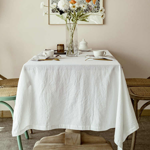 Manteles Rectangulares de Tela de Lino y Algodón <span class=keywords><strong>para</strong></span> Decoración de Banquetes, Manteles Rectangulares de Estilo Pastoral Blanco <span class=keywords><strong>para</strong></span> Boda - Product Image 5