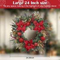 Karangan Bunga Natal Buatan Tangan dari Daun Pinus Merah dan Hijau Grosir dari Cina untuk Dekorasi Pintu Depan Ornamen Natal