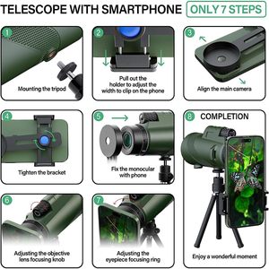 SUNCORE 10X42 Monocular Telescope Green Lens Fmc Coating Outdoor Birdwatching With Phone Mount - Product Image 4
