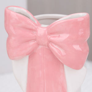 Redeco elegante <span class=keywords><strong>vaso</strong></span> <span class=keywords><strong>in</strong></span> ceramica <span class=keywords><strong>bianca</strong></span> con fiocco <span class=keywords><strong>rosa</strong></span> dorato Design decorazione per la casa <span class=keywords><strong>vaso</strong></span> <span class=keywords><strong>in</strong></span> ceramica per soggiorno camera da letto centrotavola - Product Image 3