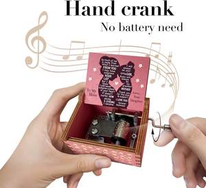 Caja Musical <span class=keywords><strong>de</strong></span> Madera con Manivela, con Sonido <span class=keywords><strong>de</strong></span> 30 Segundos, Estilo Moderno, para el Día <span class=keywords><strong>de</strong></span> <span class=keywords><strong>la</strong></span> <span class=keywords><strong>Madre</strong></span> o Navidad, con <span class=keywords><strong>la</strong></span> Frase 'I for You Mom You Are My Sunshine' - Product Image 2