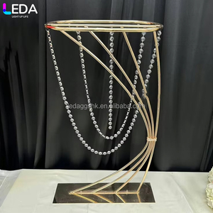 LEDA Bead Curtain <b>Decoration</b> Hot Selling Arc Gold Flower Stand Centerpieces <b>Table</b> for Wedding Events - Product Image 4