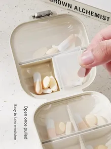 Upgraded Cream White Small Pill Box Portable Medicine Dispensing Box Portable Small Weekly 7 Days Portable Pill Dispensing