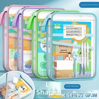 Carpeta de Archivo en Forma de L con Malla, Bolsa de Clasificación por Materias para Estudiantes de Secundaria/Preparatoria, Bolsa de Almacenamiento para Organización de Materias