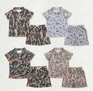 Conjuntos de Ropa para Bebés Hermanos, Camisas Polo con Botones y Estampado de Camuflaje del Sur, con Bolsillos, Pantalones Cortos - Product Image 6