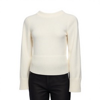 Pull en cachemire mélangé à la laine mérinos pour femme, col roulé, manches tombantes, ourlet et poignets côtelés, tricoté sur mesure, confortable