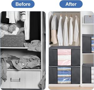 6-8L <b>Large</b> Rectangle Injection-Molded Folding Clothes Organizers Storage <b>Box</b> for Closet - Product Image 3