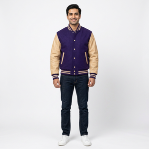 Veste universitaire d'hiver pour homme à prix abordable, broderie chenille, 100 % coton, logo personnalisé sur le devant, style baseball Letterman - Product Image 1