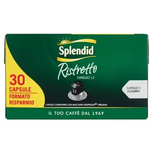 กาแฟแคปซูล Splendid 30 ริสเตรตโต้ ใช้ได้กับเครื่องชงกาแฟเอสเพรสโซแบบใช้บนเตา [0.15/แคปซูล] - Product Image 1