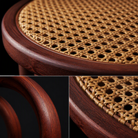 Chaise en bois massif de style nordique moderne avec assise en rotin naturel pour la maison, le bureau, l'appartement, l'atelier - Importée