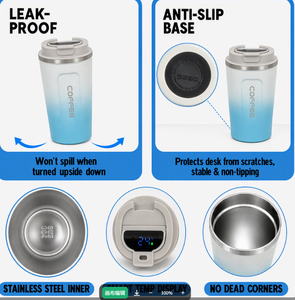 Bình nước giữ nhiệt thông minh 380ml 510ml, màn hình LED, thép không gỉ, kiểu dáng đẹp, ly giữ nhiệt, cốc giữ nhiệt mang đi cho cà phê - Product Image 6