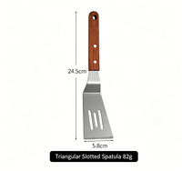 Ustensiles de cuisine Spatule de cuisson Teppanyaki en acier inoxydable avec manche en bois Haute qualité Facile à nettoyer Outils multifonctions pour steak