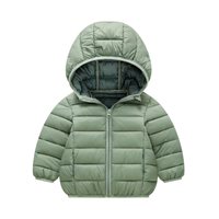 Eco-vriendelijke wollen gewatteerde kinderjas met capuchon Herfst Winter Rits Cartoonprint Jongens Meisjes Casual bovenkleding Medium