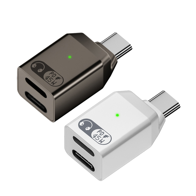 HIFI Sound 2-in-1 Type c Male to Lightn Type c Female 45W Connector 8pin Port Charge Adapter for Earphone Phone Audio Conversion