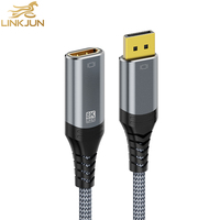 8K DP para HDMI hembra adaptador de cable convertidor de cable chaqueta de PVC malla trenzada de cobre LinkJun para Monitor TV altavoz REPRODUCTOR DE DVD