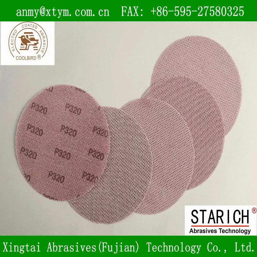 Anti-clogging hook and loop mesh disc Grit size from 60 to 600