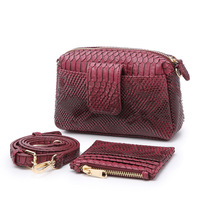 MACWAVE Tas Bahu Kulit Asli Bergaris Wanita Tas Selempang Wanita Dompet Kartu Clutch Pesta Malam 1-1.9L