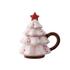 Vente en gros de tasses créatives pour enfants - Tasse en céramique en forme d'arbre de Noël, tasse mignonne pour filles pour la Saint-Valentin, type tasse à lait - Product Image 1
