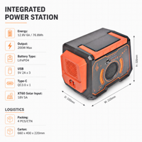 Station d'alimentation portable solaire Mini 76,8 Wh LiFePO4 BMS à onde sinusoïdale modifiée pour les urgences domestiques