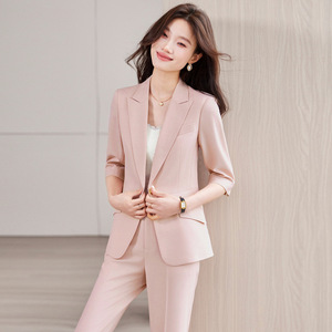 Women's Suit Set Three Quarter Sleeve Lightweight Breathable Office Lady Business Leisure Wear - Product Image 2