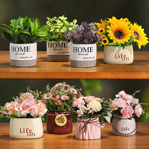 Fleurs artificielles Kch, pots en céramique, types variés, décoration réaliste pour la maison, accessoires de mariage - Product Image 2