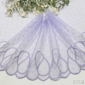 Tessuto in Pizzo a Rete Viola <span class=keywords><strong>con</strong></span> Luce Rossa Stile Moderno <span class=keywords><strong>con</strong></span> Pois Design Irregolare 21cm Bordura in Pizzo Ricamato 2025 - Product Image 6