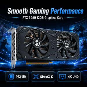 การ์ดจอ RTX 3060 ใหม่ 12GB GDDR6 192Bit พัดลมคู่ รองรับ 4K/8K สำหรับเล่นเกมบนเดสก์ท็อปพีซี-12nm PCIe 4.0 DP/ VRAM GDDR6 ขนาดใหญ่ 12GB - Product Image 2