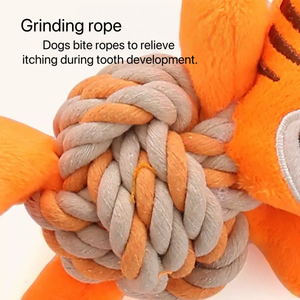 Giáng sinh sang trọng và bông sợi dây thừng con chó đồ chơi Squeaky bền nhai Đồ chơi cắn kháng răng Làm sạch tương tác vật nuôi đồ chơi - Product Image 2