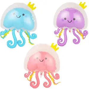 Großhandel neuer großer transparenter doppelschichtiger Krone-Jellyfish-Oktopus-Form-Folienballon Meeres-Tierballons