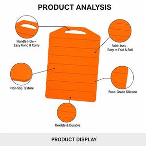 カスタムロゴ入り食品グレードシリコン製折りたたみ式まな板　携帯用折りたたみ式滑り止め耐熱屋外キャンプBBQ OEM ODM - Product Image 3