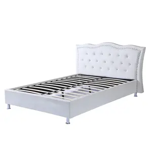 White Tufted Headboard Twin Full Queen Size Bedroom Faux Leather Upholstered Bed