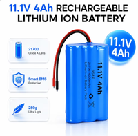 Paket Baterai Lithium Ion 11.1V 4Ah 3S 4000mAh Baterai Li-ion Isi Ulang dengan BMS yang Dapat Disesuaikan untuk Perangkat Pemantauan Lampu LED
