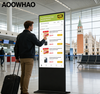 Kiosco de Señalización Digital WiFi de Alta Gama de 75'' - Pantalla Publicitaria 4K Antireflejo con Control Remoto (Android) para Aplicaciones Comerciales
