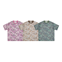 T-shirt d'été respirant à manches courtes coupe oversize, motif camouflage découpé et perforé, broderie imprimée, style streetwear, vente en gros